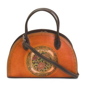 AMERILEATHER Leather Flora Tooled Satchel